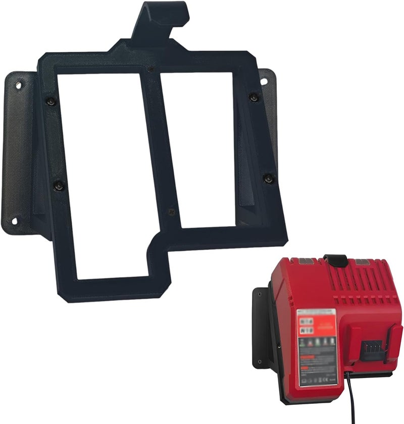 NATUHODE Power Tool Organizer, Compatible with Milwaukee M12/M18 Charger Wall Mount Securely Mounts Your Charger, for Garage & Workshop Organization, Saving Space and Keeping Your Tools Tidy (black) - Image 1